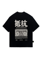 Oversized Hip Hop Dance Studio Radio Graphics Short Sleeve T-Shirt