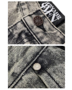 WASHING DENIM VINTAGE HALF PANTS_ Dark Grey