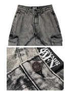 WASHING DENIM CARGO PANTS _ Dark Grey