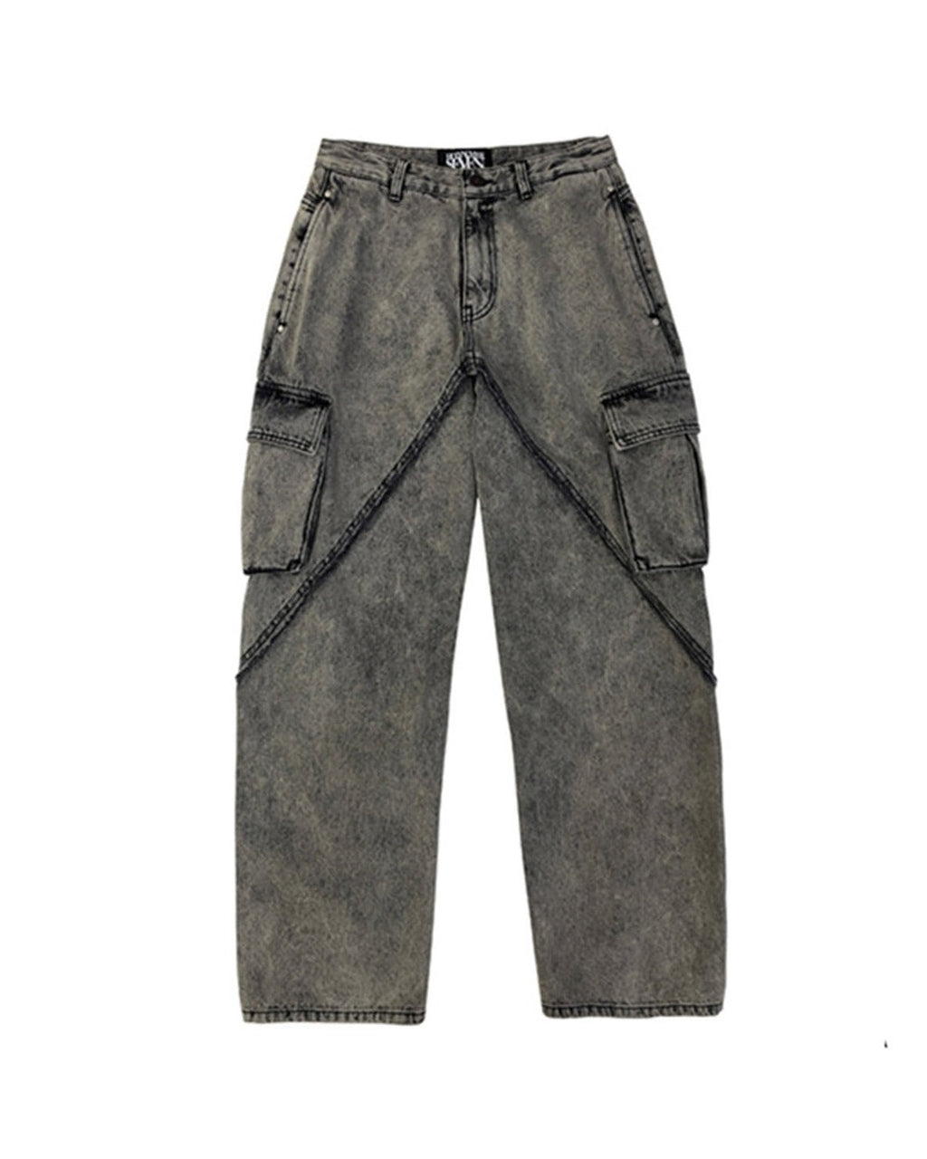 WASHING DENIM CARGO PANTS _ Dark Grey