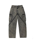 WASHING DENIM CARGO PANTS _ Dark Grey
