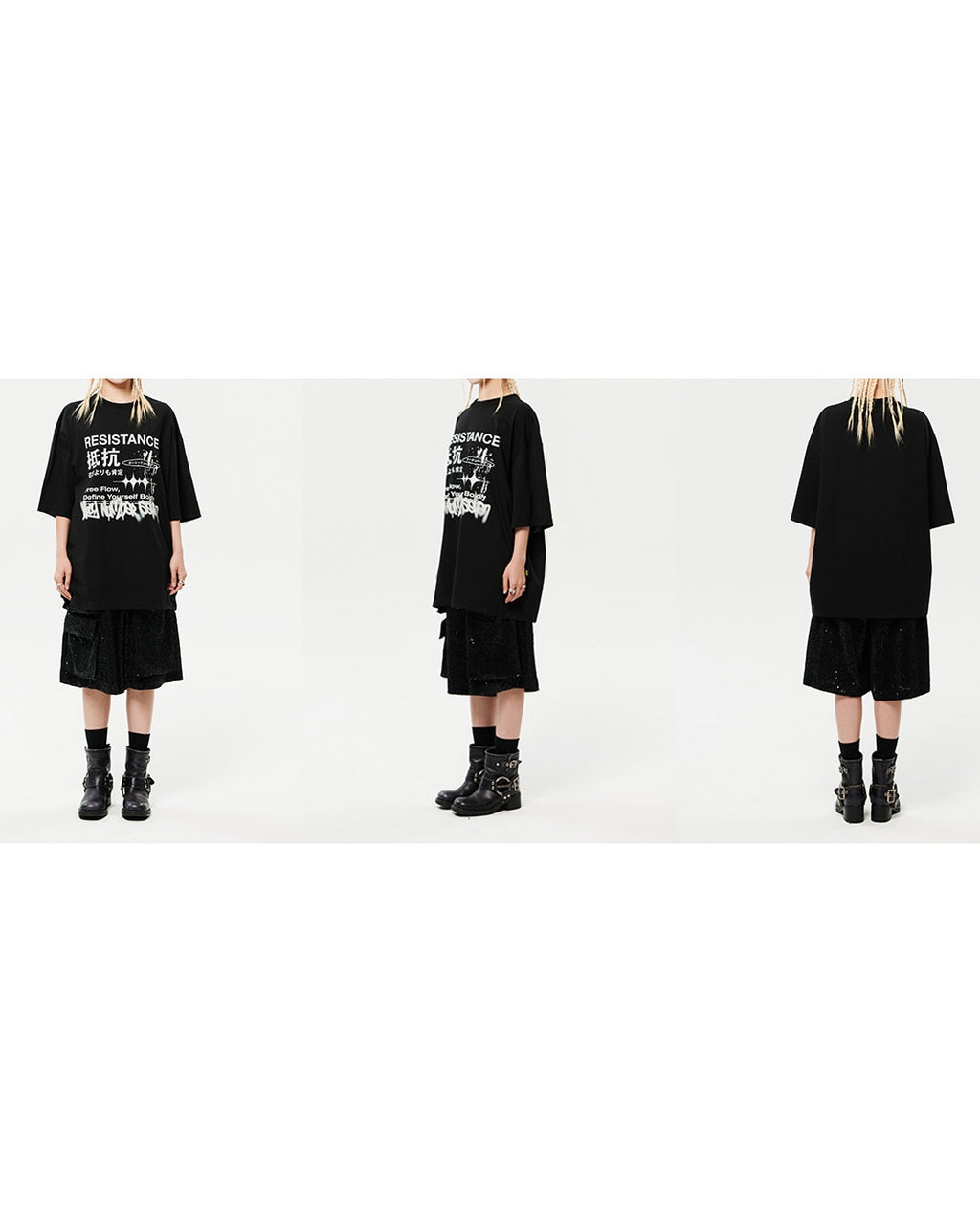 Oversized Hip Hop Dance Studio Resistance Graphics Short Sleeve T-Shirt