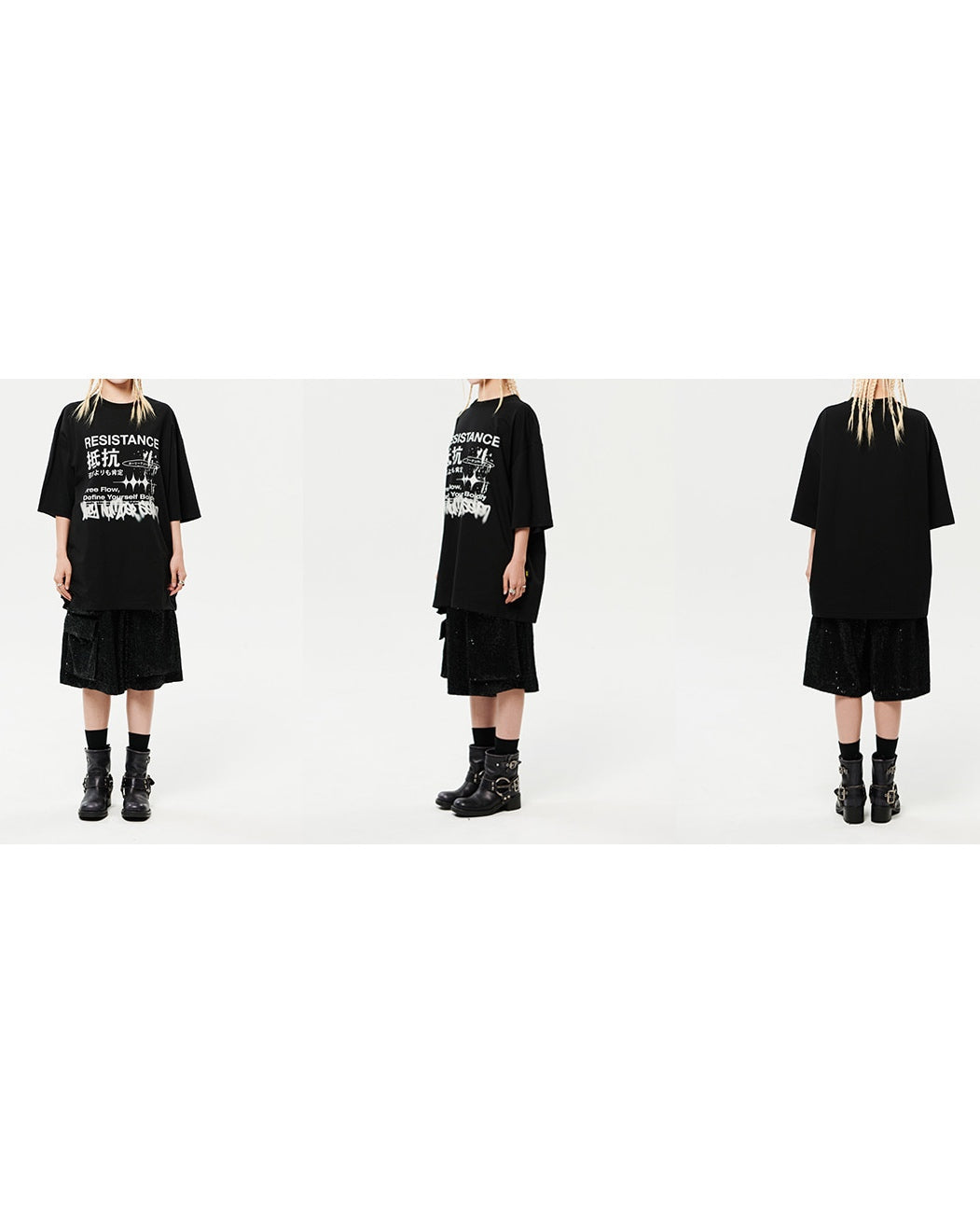 Oversized Hip Hop Dance Studio Resistance Graphics Short Sleeve T-Shirt