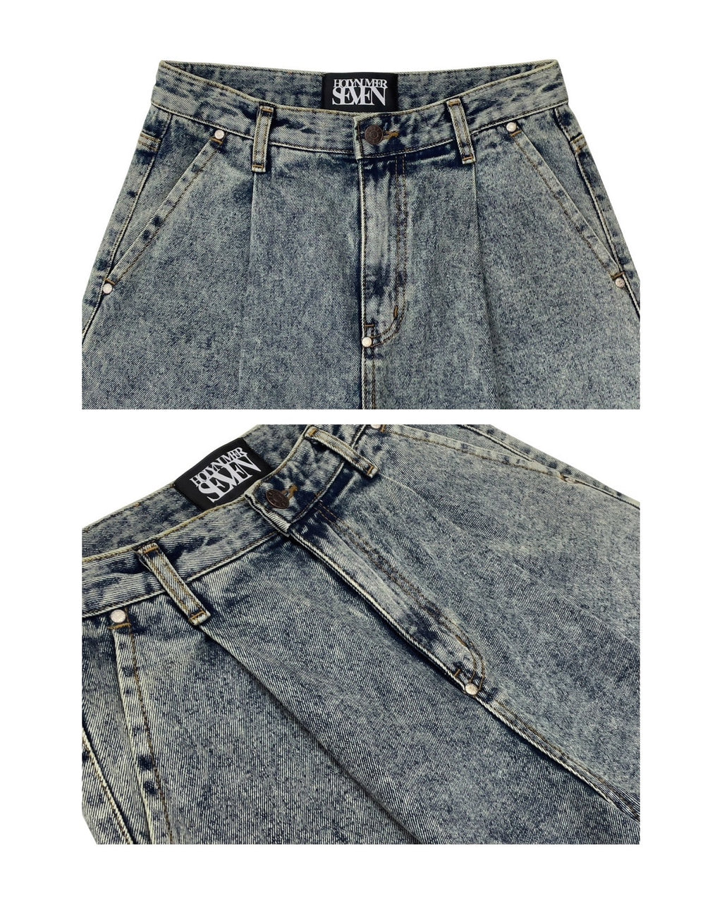 WASHING DENIM VINTAGE HALF PANTS_ Tinted Blue