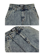 WASHING DENIM VINTAGE HALF PANTS_ Tinted Blue
