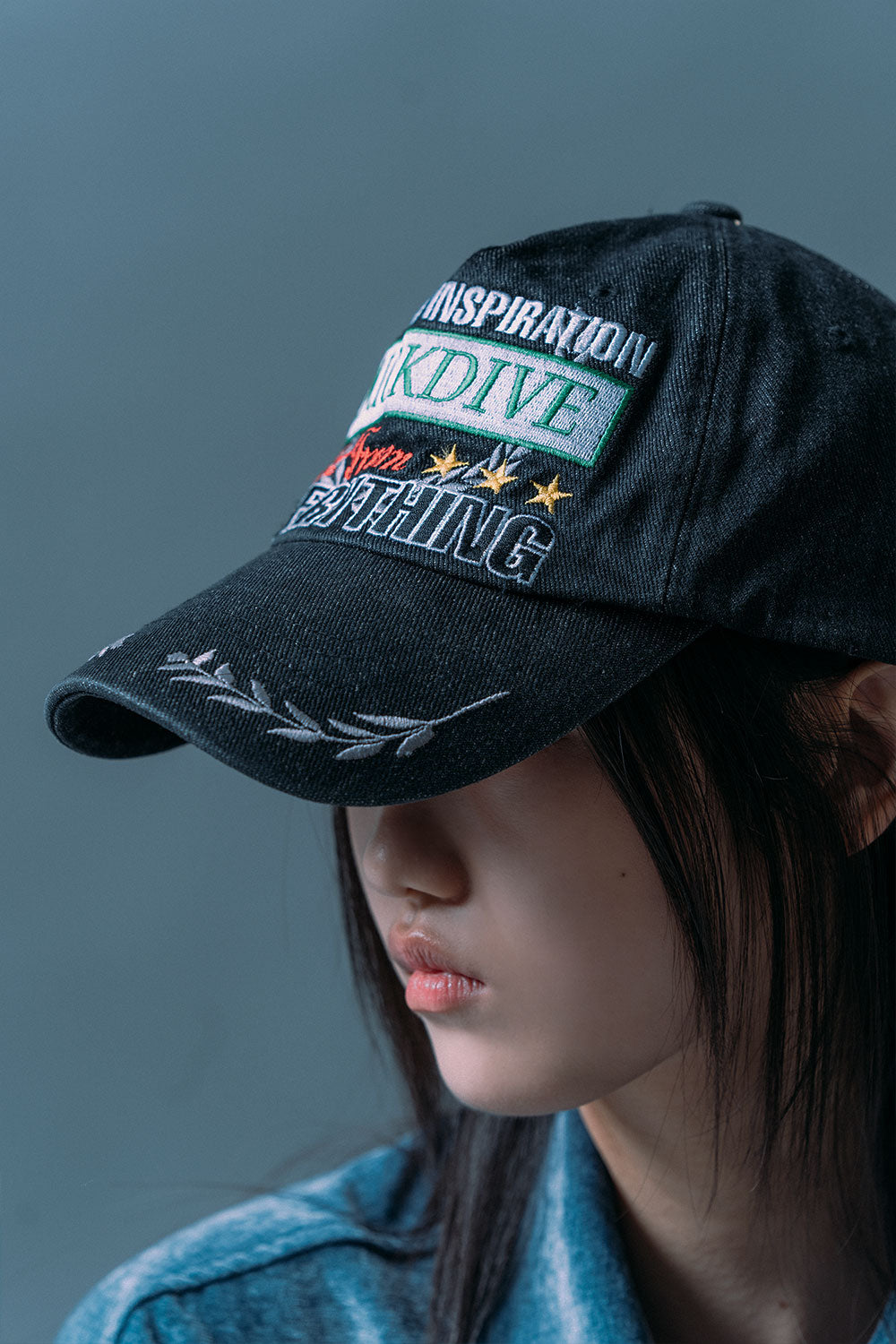 LAUREL BALL CAP _ DENIM BALCK _ (Wearing NewJeans Minji)