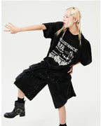 Oversized Hip Hop Dance Studio Resistance Graphics Short Sleeve T-Shirt
