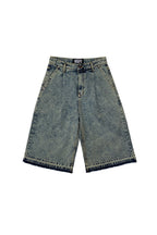 WASHING DENIM VINTAGE HALF PANTS_ Tinted Blue