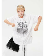 Oversized Hip Hop Dance Studio Radio Graphics Short Sleeve T-Shirt