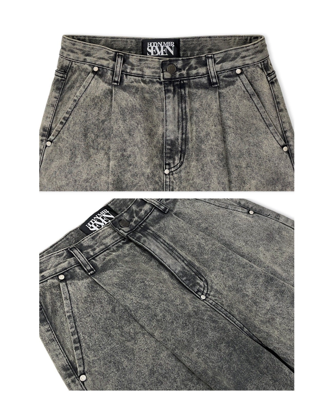 WASHING DENIM VINTAGE HALF PANTS_ Dark Grey
