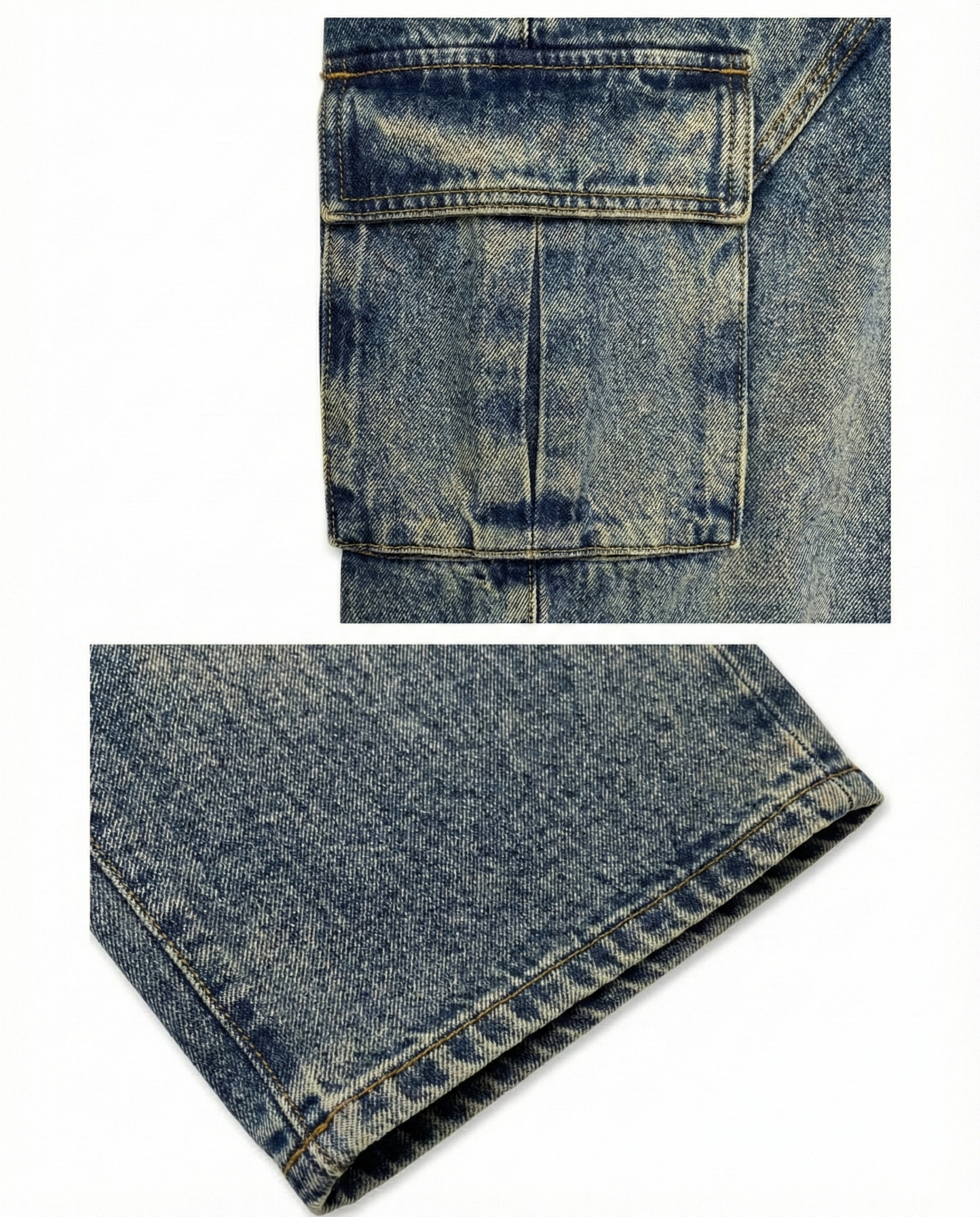 WASHING DENIM CARGO PANTS _ Tinted Blue