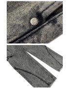 WASHING DENIM CARGO PANTS _ Dark Grey
