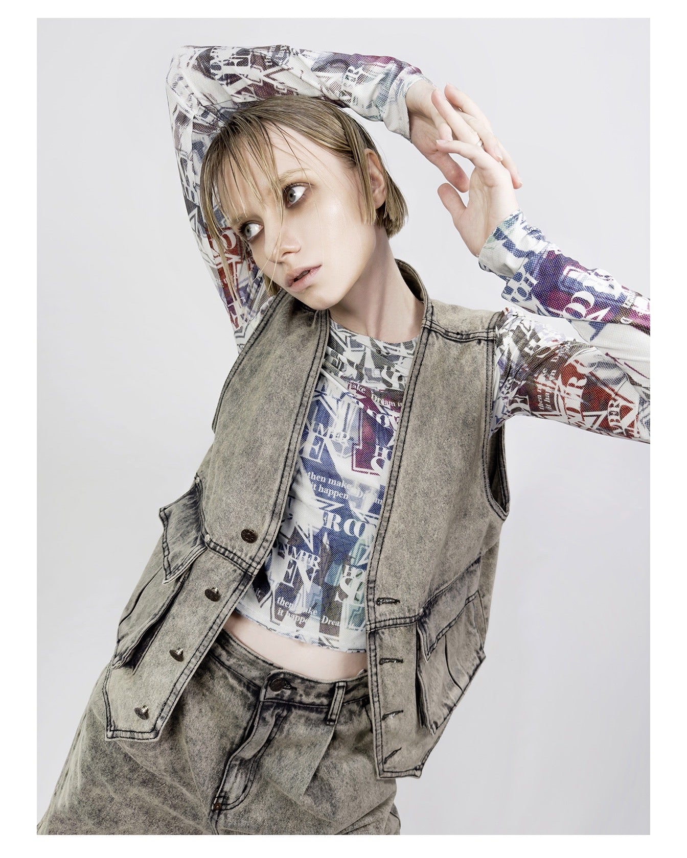 WASHING DENIM VINTAGE HALF PANTS_ Dark Grey