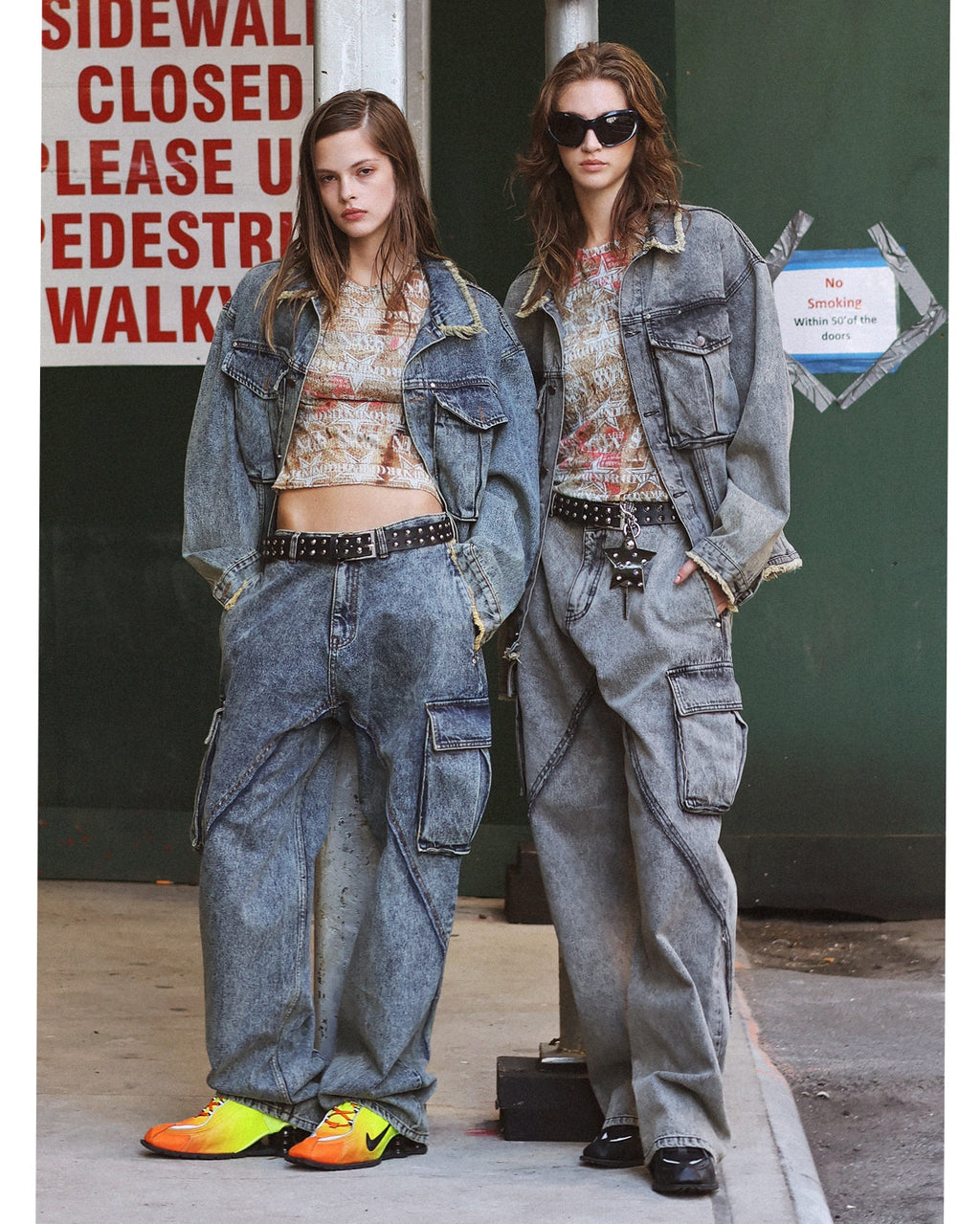 WASHING DENIM CARGO PANTS _ Dark Grey