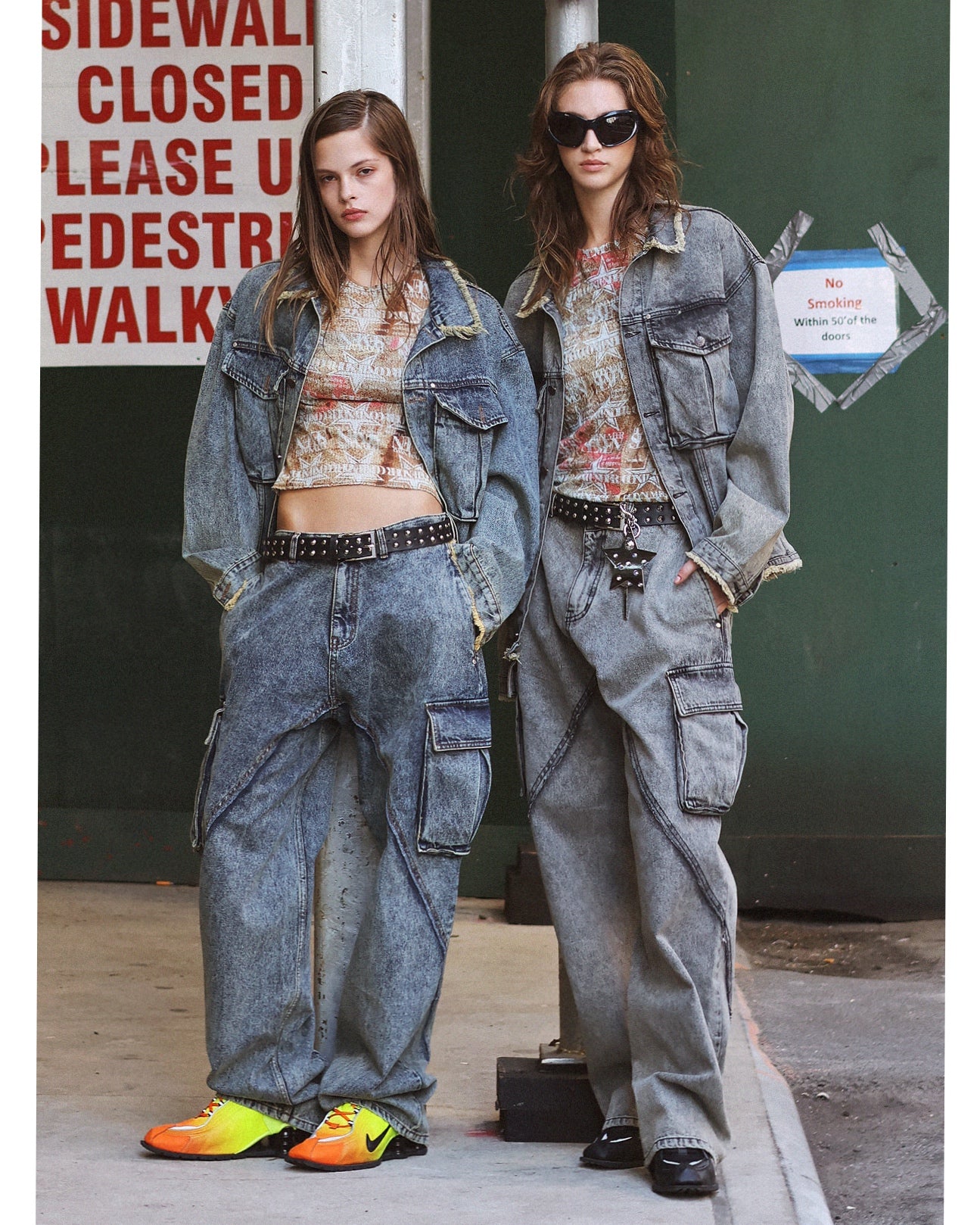 WASHING DENIM CARGO PANTS _ Dark Grey