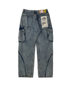 WASHING DENIM CARGO PANTS _ Tinted Blue