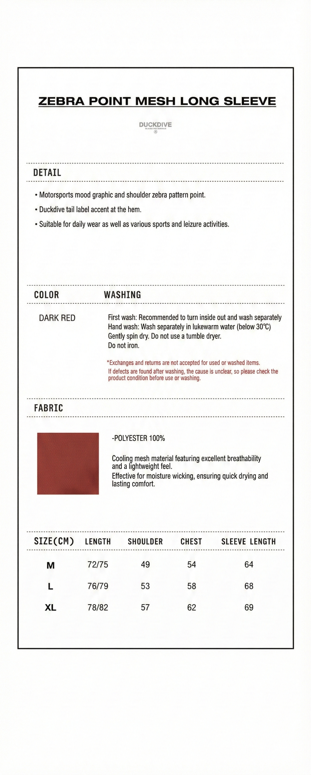 ZEBRA POINT MESH LONG SLEEVE