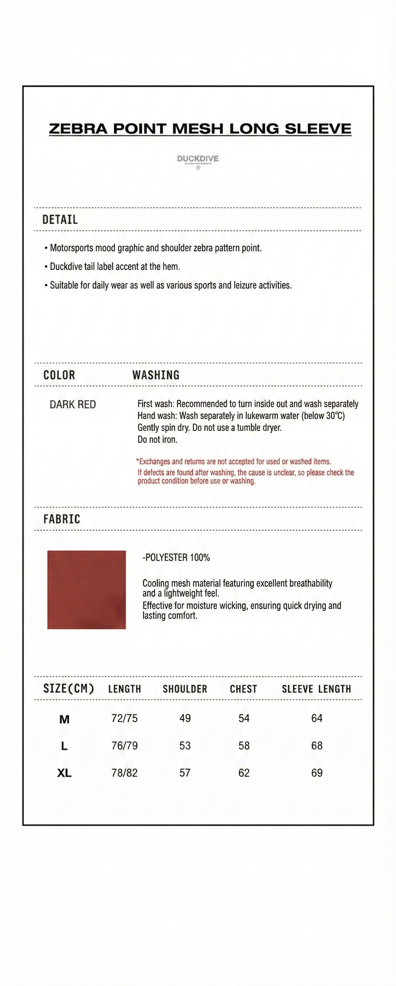 ZEBRA POINT MESH LONG SLEEVE