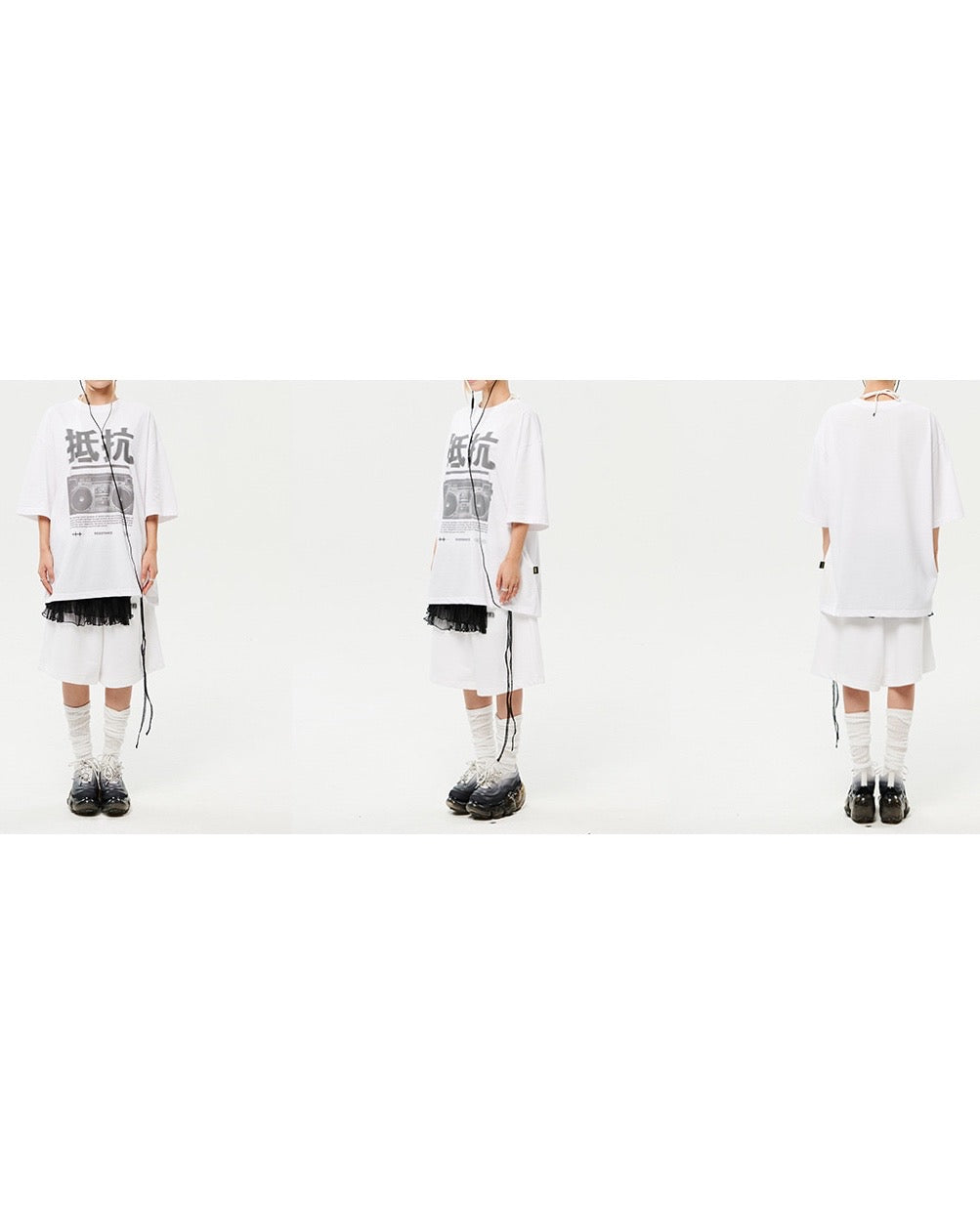 Oversized Hip Hop Dance Studio Radio Graphics Short Sleeve T-Shirt