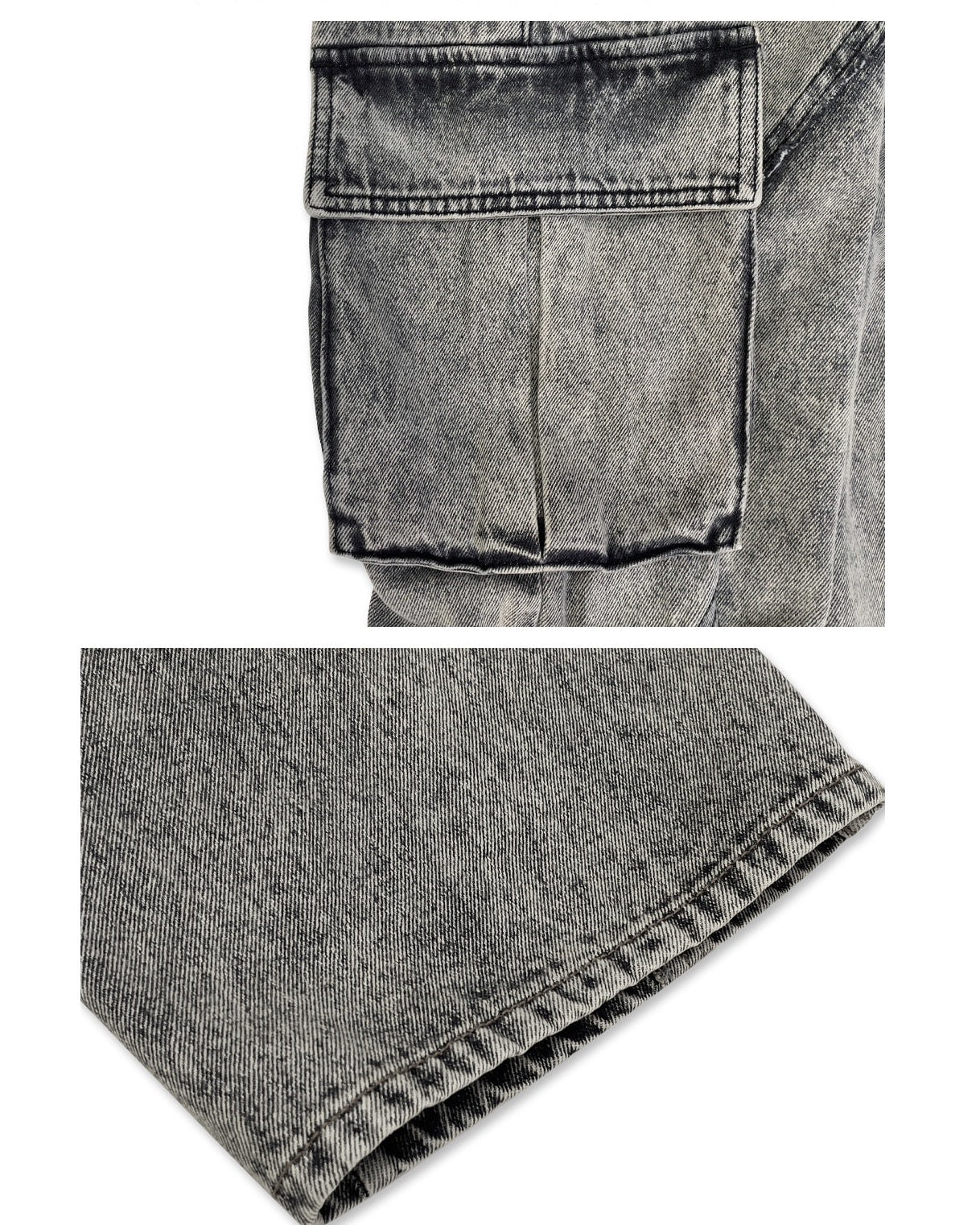 WASHING DENIM CARGO PANTS _ Dark Grey