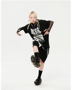 Oversized Hip Hop Dance Studio Radio Graphics Short Sleeve T-Shirt