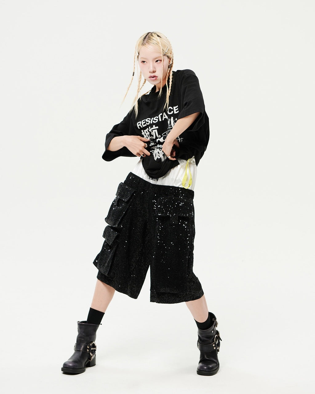 Oversized Hip Hop Dance Studio Resistance Graphics Short Sleeve T-Shirt