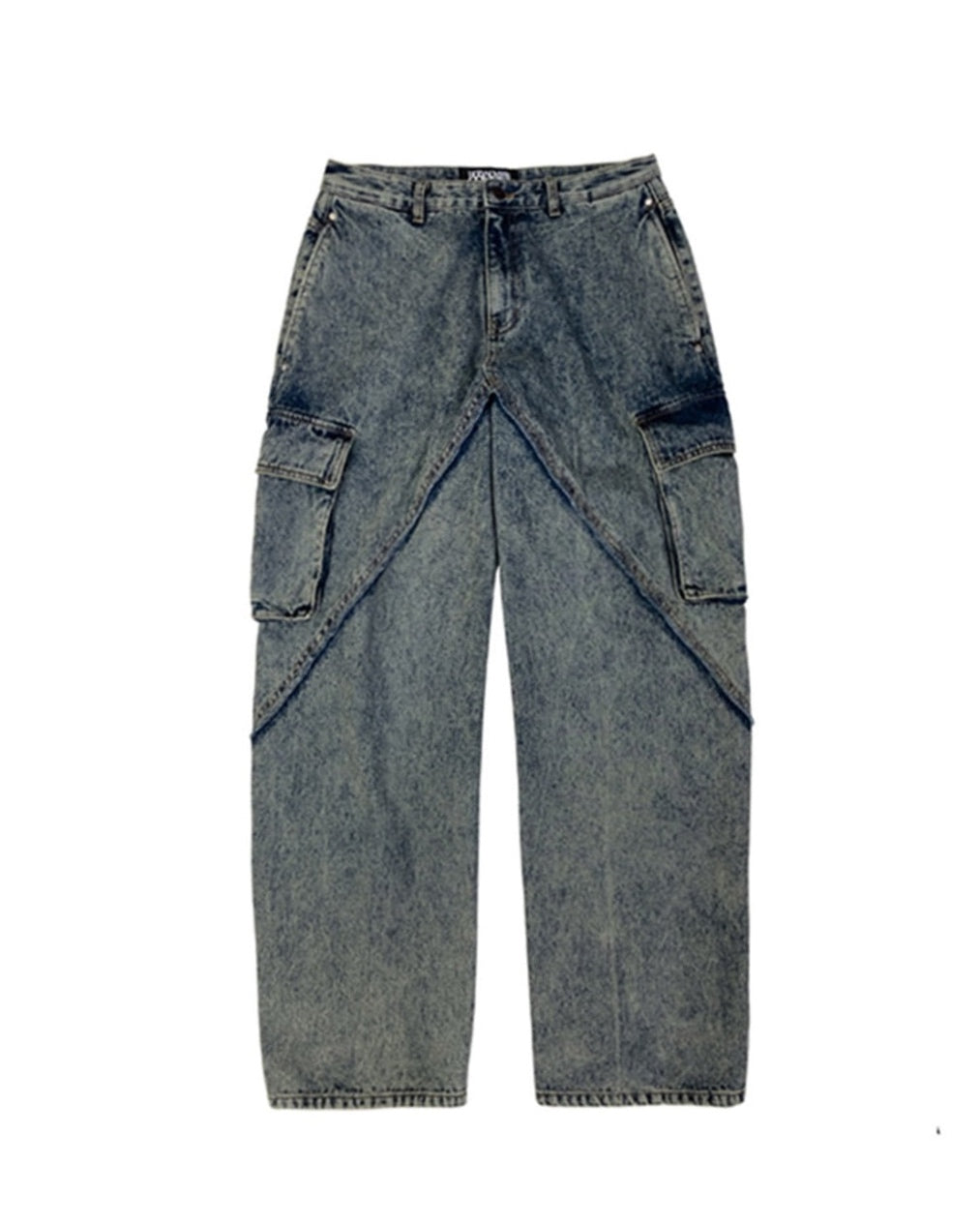 WASHING DENIM CARGO PANTS _ Tinted Blue