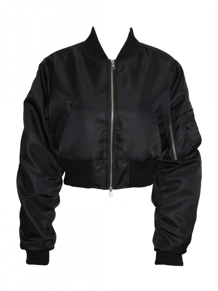 Front pocket 2way cropped aviation jumper