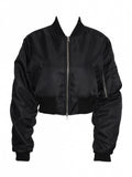 Front pocket 2way cropped aviation jumper