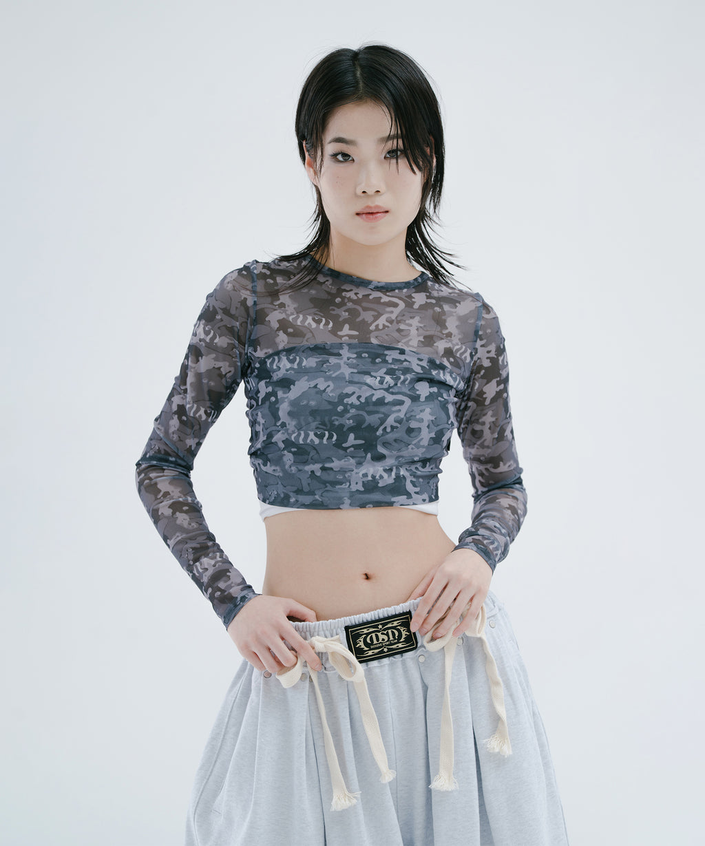 CAMO SEE-THROUGH BACK OPEN MESH LS