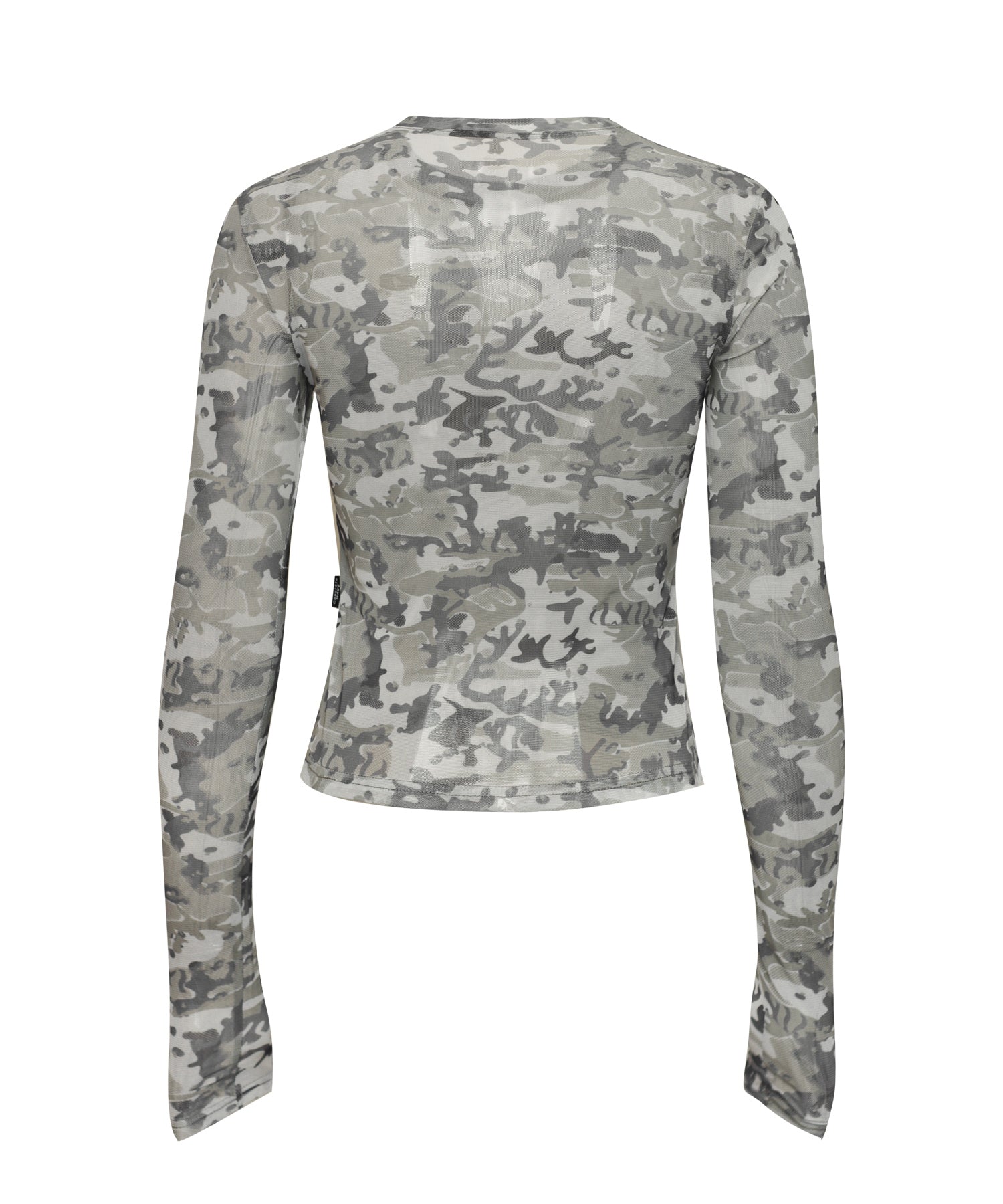 Camo see-through mesh long-sleeved_Khaki