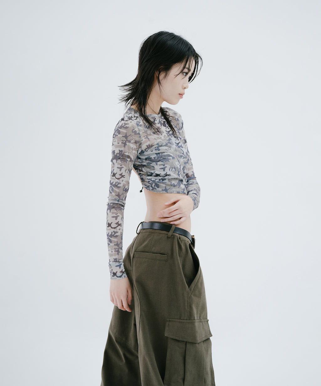 CAMO SEE-THROUGH BACK OPEN MESH LS
