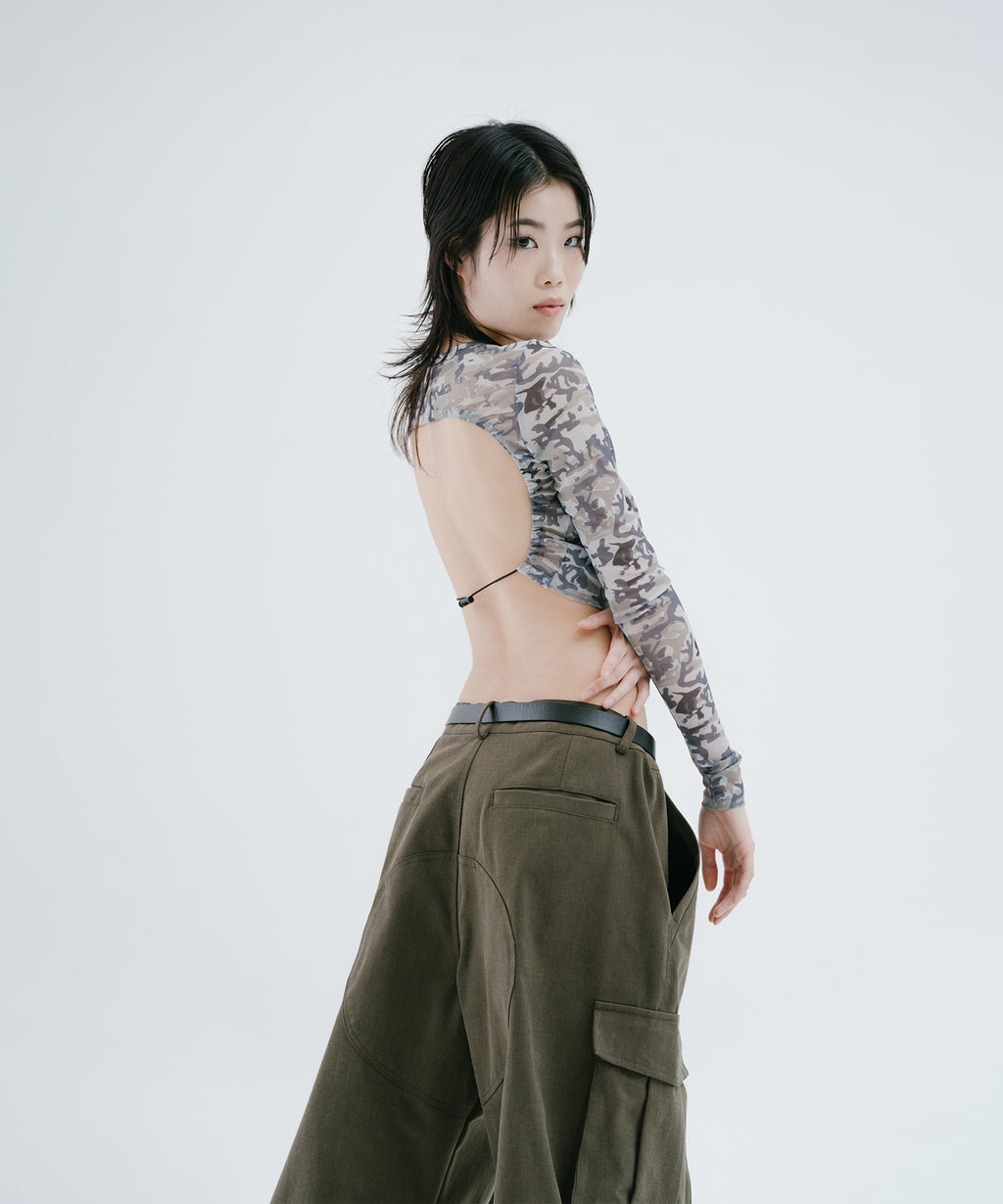 CAMO SEE-THROUGH BACK OPEN MESH LS