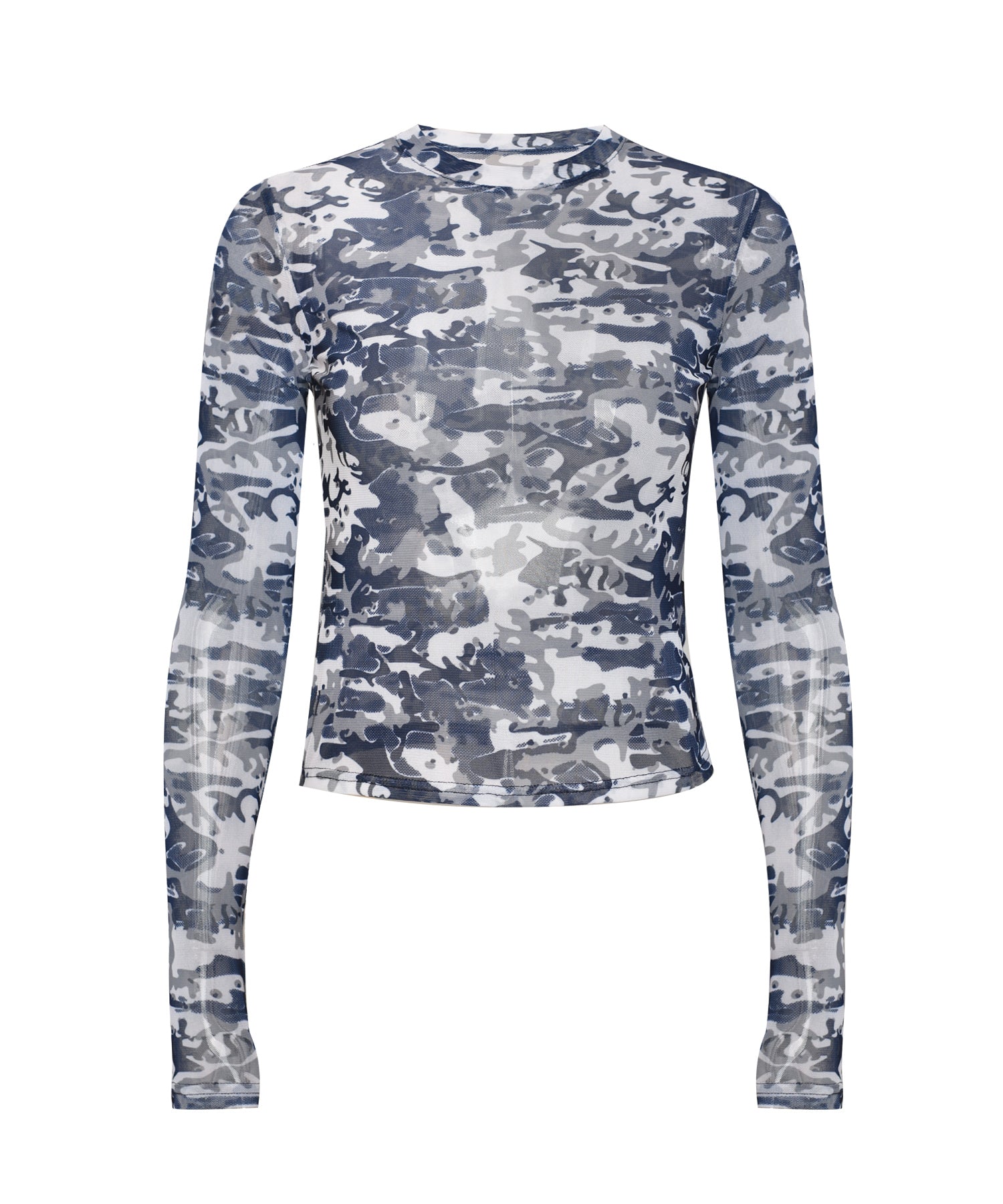 Camo see-through mesh long-sleeved_Navy