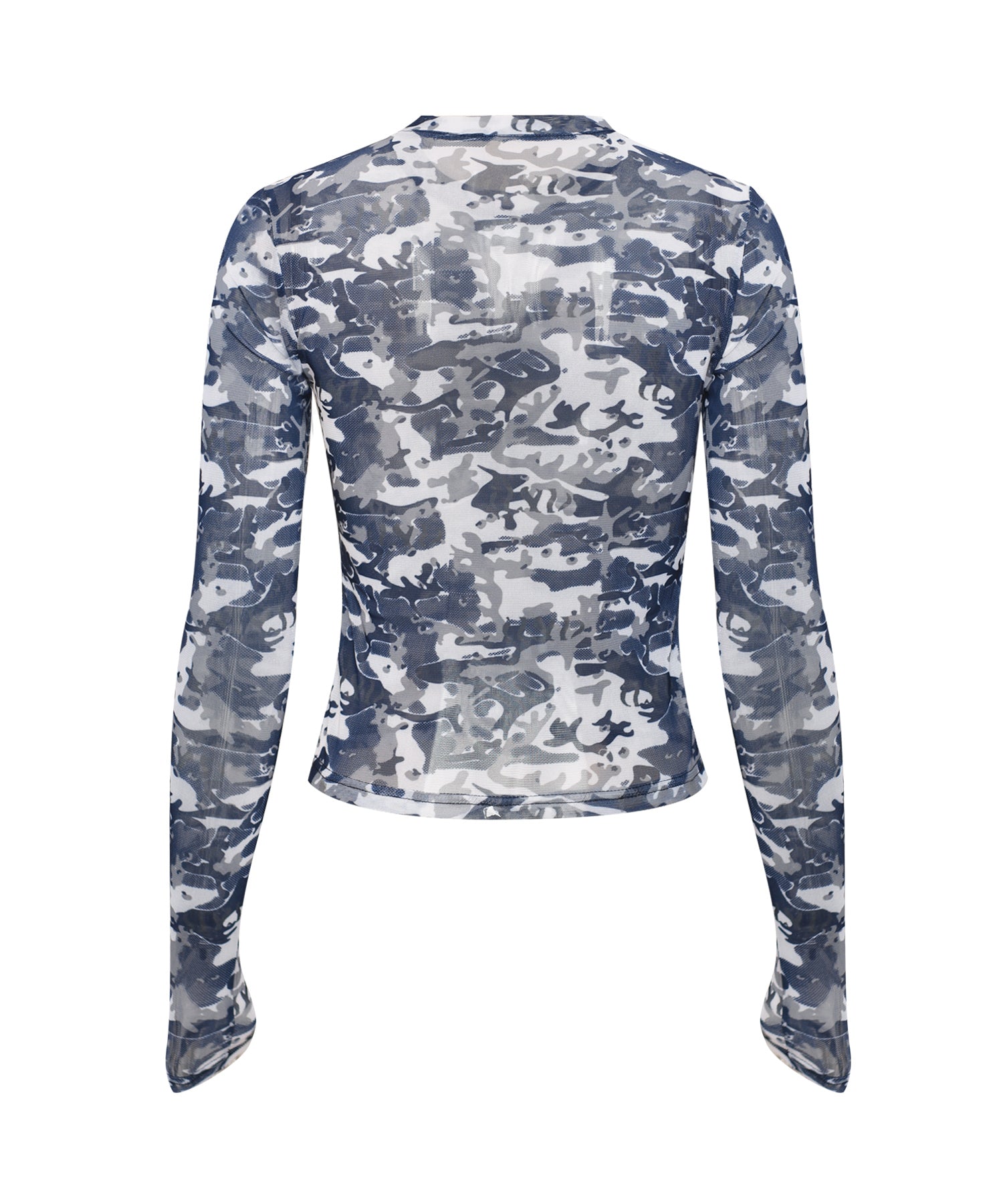 Camo see-through mesh long-sleeved_Navy