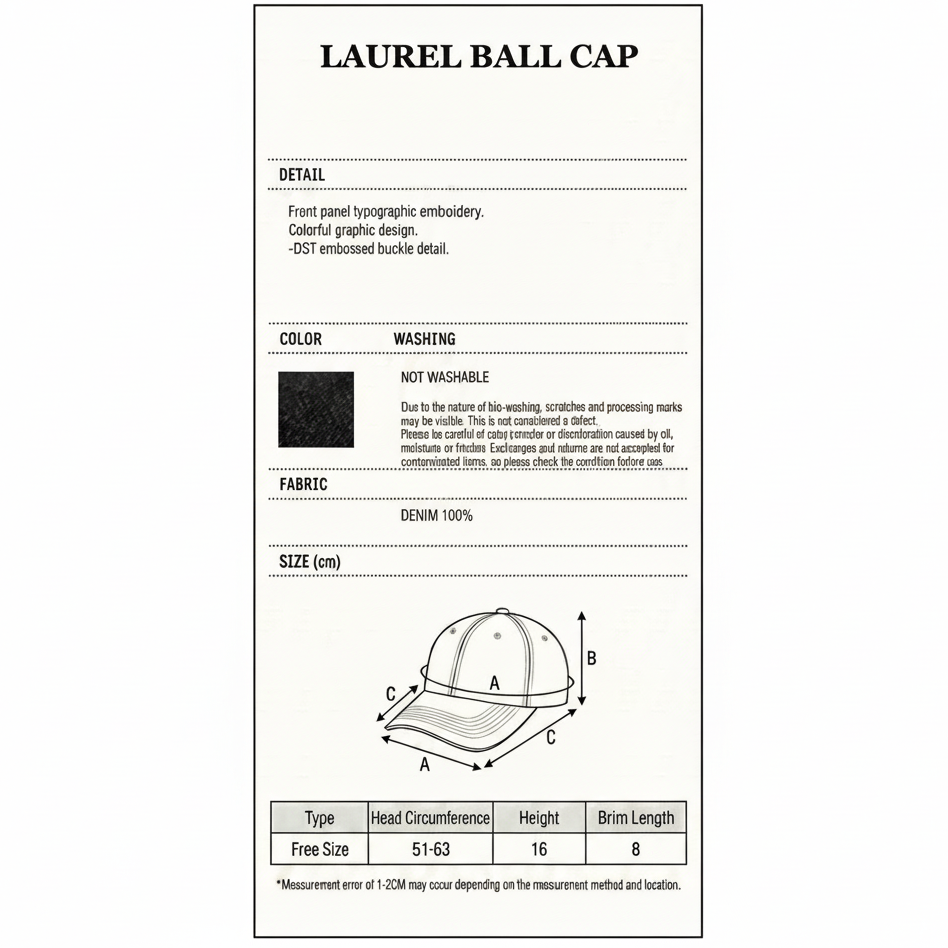 LAUREL BALL CAP _ DENIM BALCK _ (Wearing NewJeans Minji)